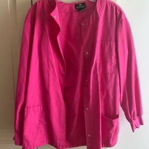 Hot pink scrub jacket!
